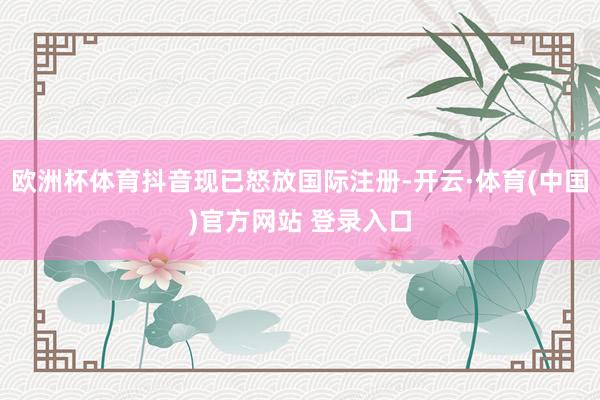 欧洲杯体育抖音现已怒放国际注册-开云·体育(中国)官方网站 登录入口