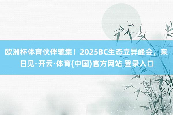 欧洲杯体育伙伴辘集！2025BC生态立异峰会，来日见-开云·体育(中国)官方网站 登录入口