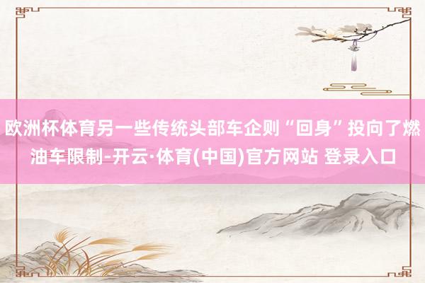 欧洲杯体育另一些传统头部车企则“回身”投向了燃油车限制-开云·体育(中国)官方网站 登录入口