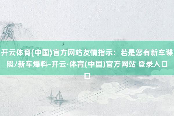 开云体育(中国)官方网站友情指示:若是您有新车谍照/新车爆料-开云·体育(中国)官方网站 登录入口