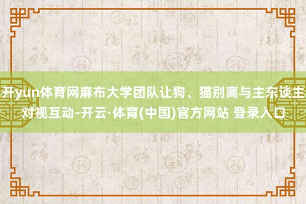 开yun体育网麻布大学团队让狗、猫别离与主东谈主对视互动-开云·体育(中国)官方网站 登录入口